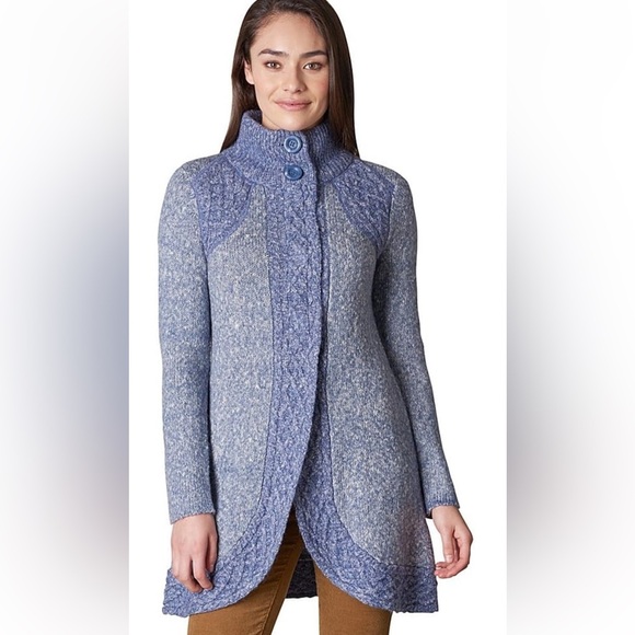 Prana The Angelica Duster Blue Size Large Chunky Sweater - Picture 1 of 11